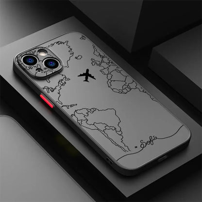 Line Airplane Topographic Phone Case For iPhone 17 16 15 11 12 14 13 Pro Max Mini X XS XR 7 Plus 16E Air Shockproof Cover Fundas