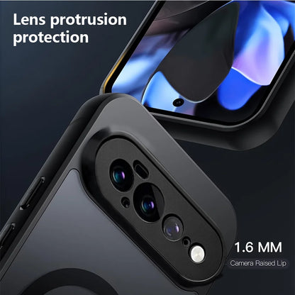 Matte&Clear Magnetic 360° Rotation Stand Case For Google Pixel 11 10 9 Pro XL 8 7 6 Pro 10a 9a 8a 7a 6a Metal Ring Holder Cover