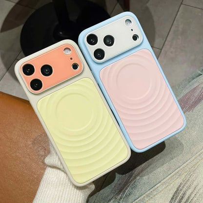 Q1 Color Blocking Color Liquid Silicone for MagSafe Case for Iphone 18 17 16 15 14 Pro Max Water Ripple Wireless Charging Cover