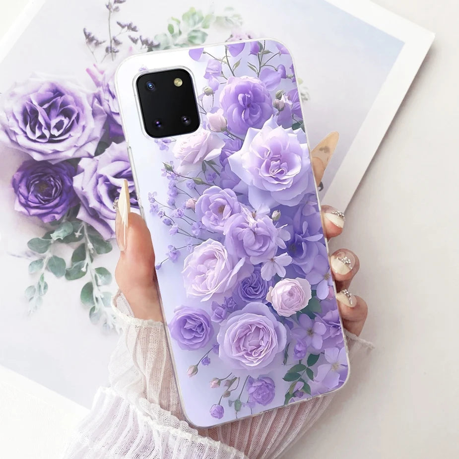 For Samsung Galaxy Note 10 Lite Case SM-N770F Luxury Flowers Painted Cover Soft Silicone Case For Samsung S10 Lite SM-G770F Bags