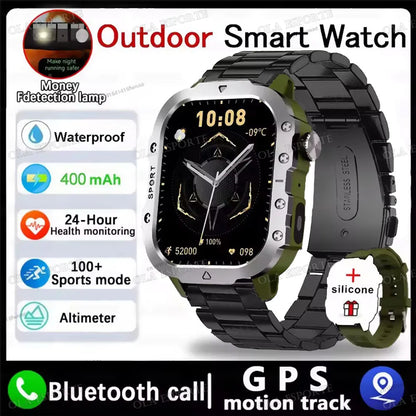1400mAh Big Battery Smart Watch Men Outdoor GPS Flashlight 10ATM Waterproof Bluetooth Call AMOLED HD Sports Smartwatch PK HT30