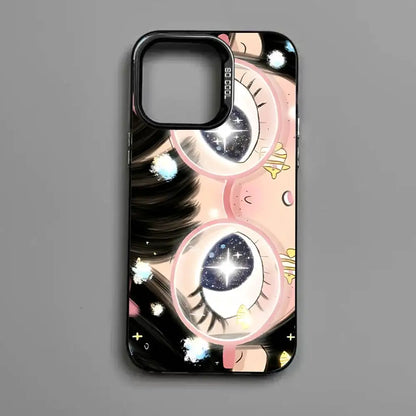 Kawaii Cute Black Big Eyes Cool Phone Case For IPhone 17 16 Plus Pro Max 15 14 13 12 11 Matte Colorful Covers
