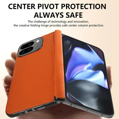 For Google Pixel 9 Pro Fold Case Genuine Leather Cover Pixel 10 Pro Fold Capa Protective Etui Back Coque Carcasa Without Front