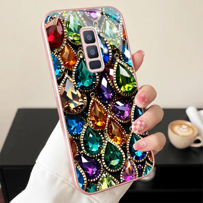 Colorful Teardrop Gem Pink Metallic Glass Phone Case For Samsung Galaxy S26 S25 S24 S23 Ultra Plus FE S8 S9 S10 Note8 9 10 Cover