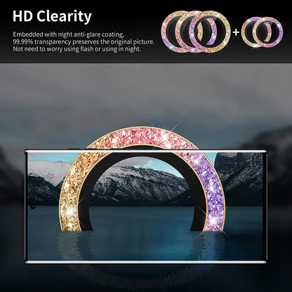 Glitter Diamond Camera Lens Protector For Samsung Galaxy S26 Ultra  S26 Plus S25Ultra S24Ultra Metal Ring Tempered Glass Cover
