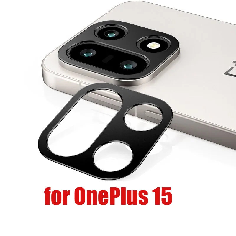 for OnePlus 15 Camera Bezel Cover Anti Scratch Black Metal Film Super Slim Hollow Lens Protector Cap Sticker