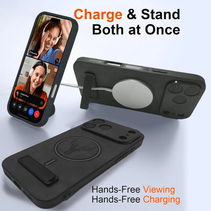 UYUXIO Magnetic Mobile Phone Case with Kickstand for iPhone 17 Pro Max 16 15 14 Plus 13 12 11 Stand Cases Back Cover with Holder