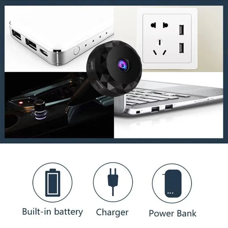 Mini 2.4G WiFi 170 Wide-angle CMOS Night Vision Motion Detection Weatherproof Family Security Camera with Memory Card Storage