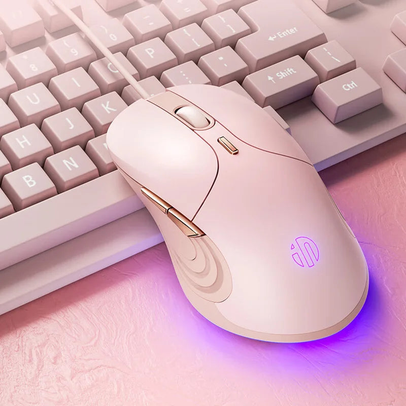 Inphic B8 Wired Mouse 4-speed DPI Adjustment Silent Office Mouse Colorful Breathing Light Effect For PC Laptop
