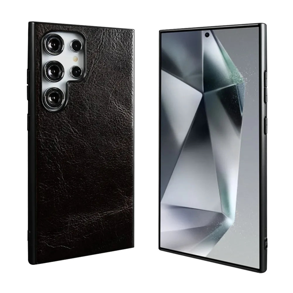 Retro Genuine Leather Phone Case for Samsung Galaxy S26 Ultra S23 Plus S24Ultra S23Ultra S22Ultra S21FE Luxury Back Cover Cases