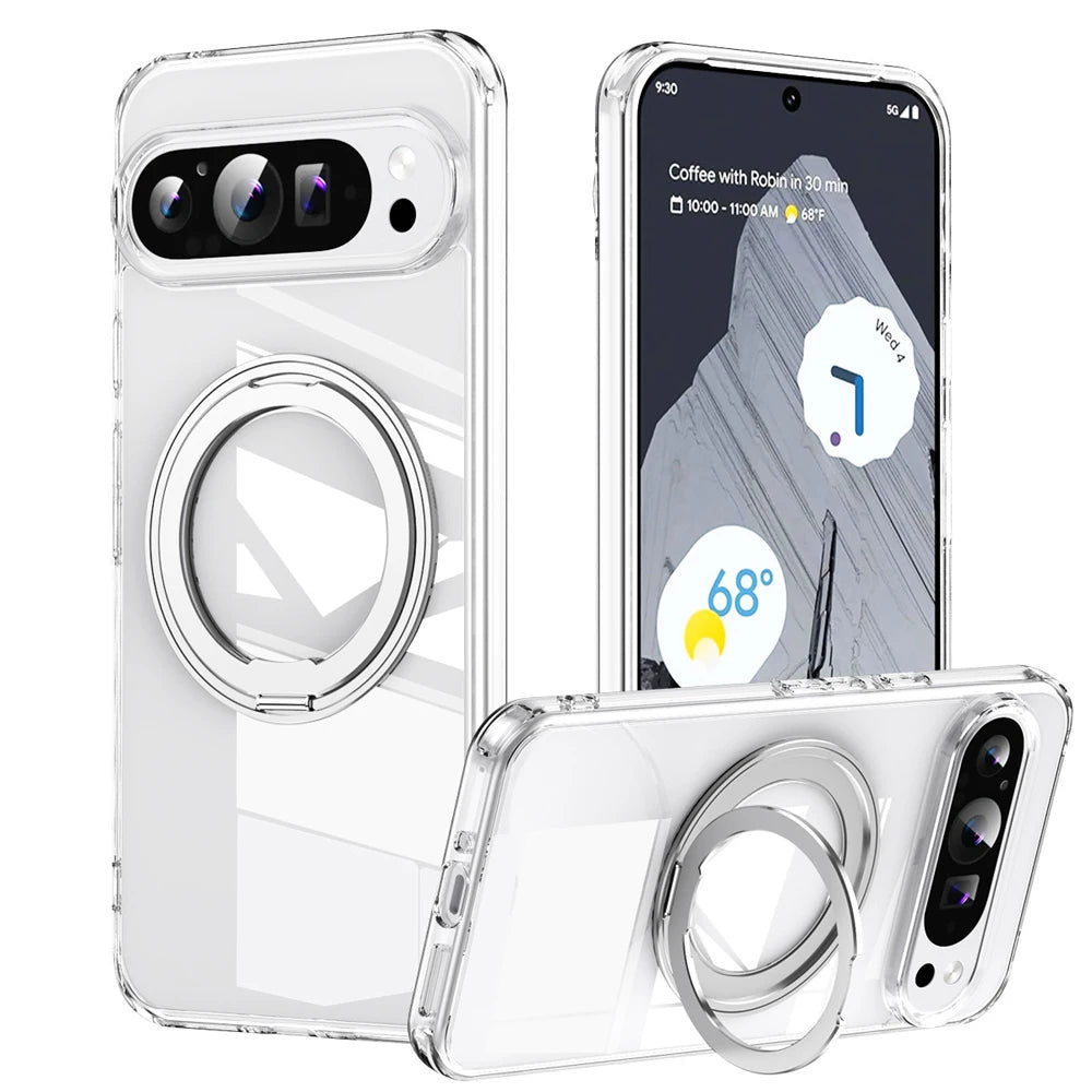 360°Rotating Stand Magnetic Phone Case For Google Pixel 10 9 Pro XL 8 7 Pro 9a 8a 7a Metal Folding Bracket Shockproof Cover
