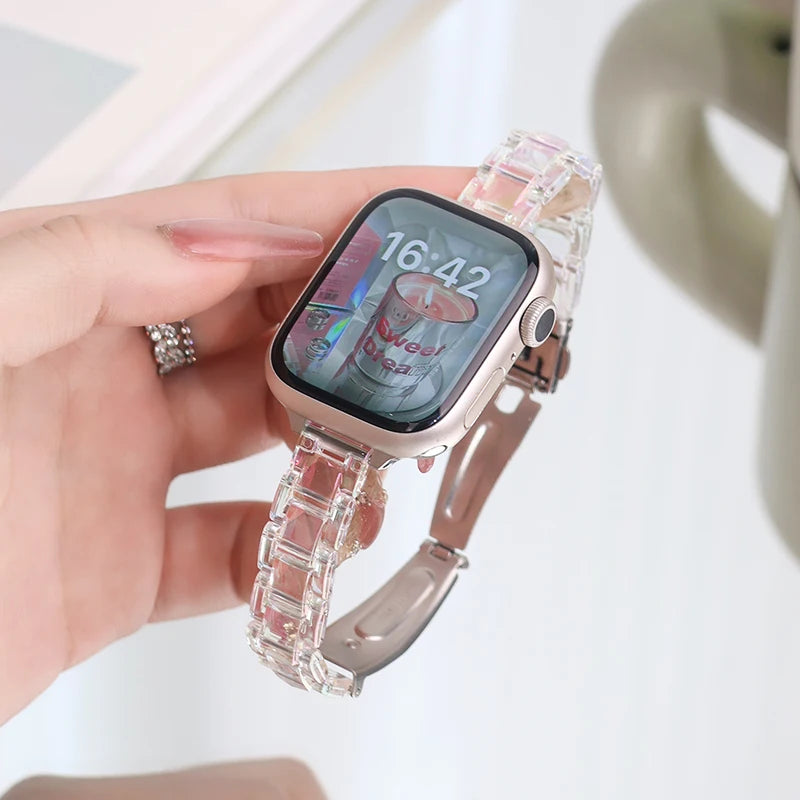 New Laser Transparent Strap for Apple Watch Band 44mm 40 41 45 38 49 46 42mm Correa Bracelet iWatch Series 12 11 10 9 8 7 6 5 4