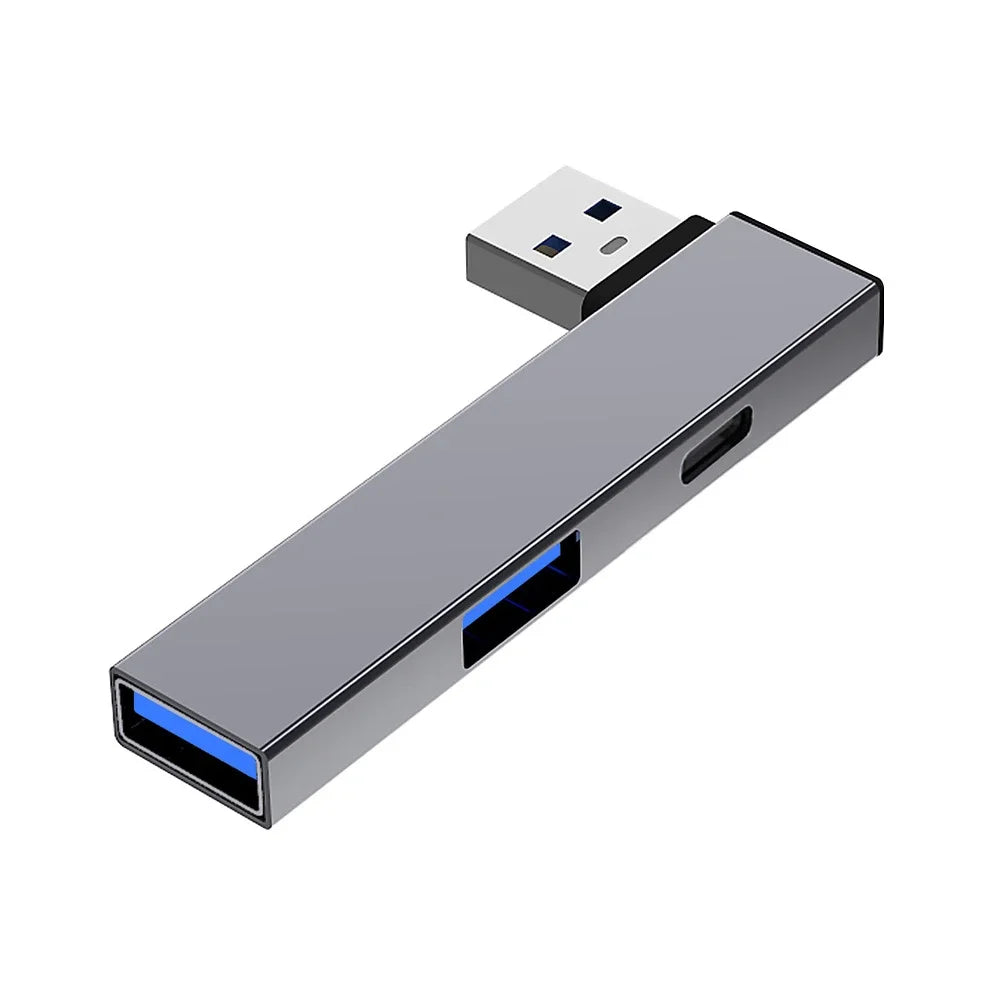 4 in 1 Compactly Aluminum USB C Hub USB3.0 Hub Type C to Type C and Double USB Port Hub for Versatile Devices Connectivity