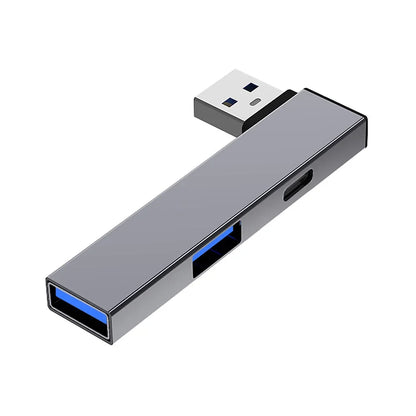 4 in 1 Compactly Aluminum USB C Hub USB3.0 Hub Type C to Type C and Double USB Port Hub for Versatile Devices Connectivity