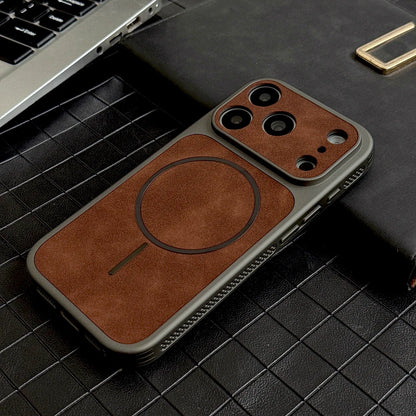 Luxury Faux Leather Case For iPhone 17 16 15 14 13 Pro Max 17Pro ProMax For Magsafe  Wireless Charge Heat Dissipation Full Cover