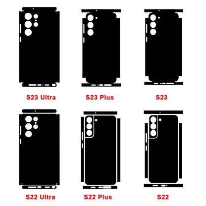 3D Carbon Fiber Skin Grain Full Body Phone Sticker For SAMSUNG GALAXY S25 S24 + S23 Ultra S23 Plus S22 A55 Back +Sides Wrap Film