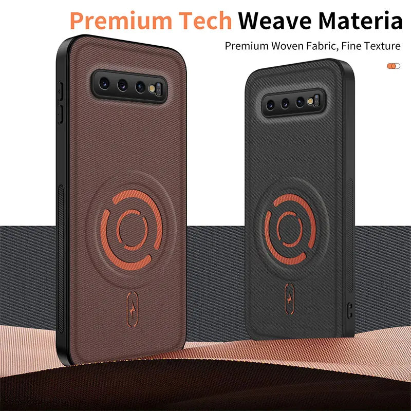 ShockProof Fabric Magnetic Case For Samsung Galaxy S10 Plus S10E S10Plus 4G 5G Wireless Charging Back Cover Coque