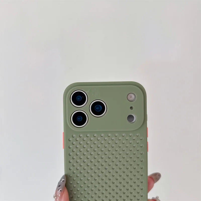 Heat Dissipation Breathable Cooling Phone Case For iPhone 17 Air 16 16e 15 14 13 12 Mini 11 Pro Max Plus Soft Silicone Cover