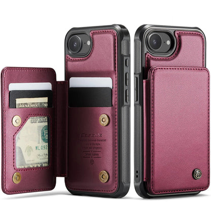 For iPhone 17e/16e Case with Card Holder Wallet Case with RFID Blocking, Durable Leather Kickstand Magnetic Clasp Shockproof