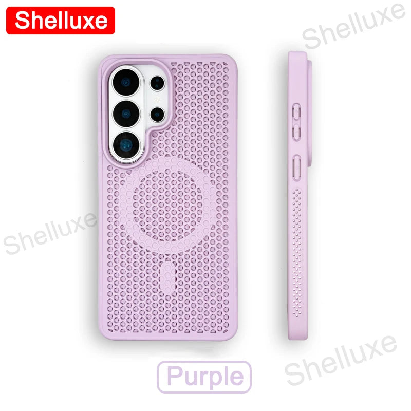 S26 Ultra Cooling Magnetic Case Shelluxe Breathable Mesh PC Hard Cases For Samsung Galaxy S26 S25 S24 S23 S22 Plus Ultra Cover