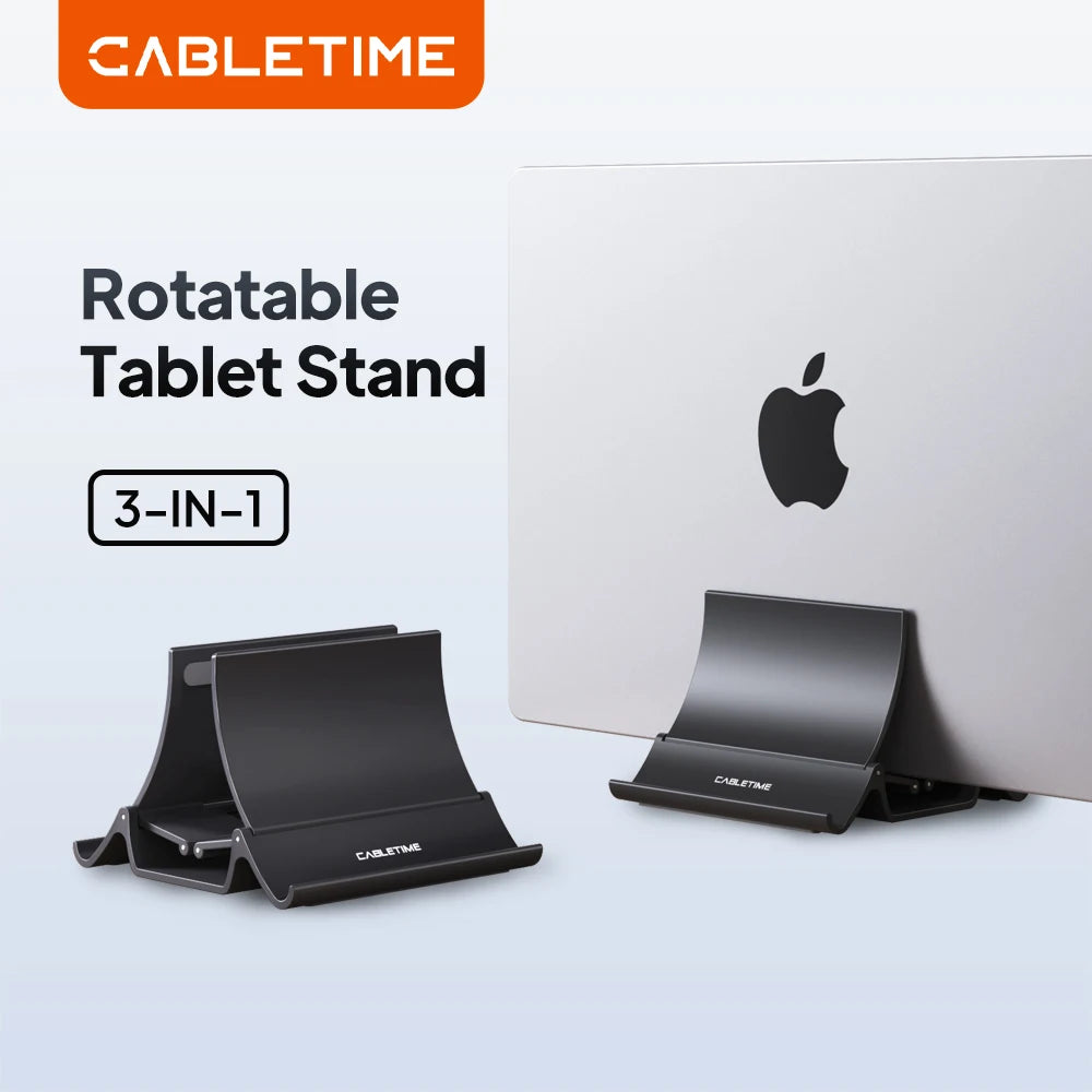 CABLETIME Vertical Laptop Stand Automatically Shrink Space-Saving Multifunctional Tablet Stand for MacBook Surface iPad Phone