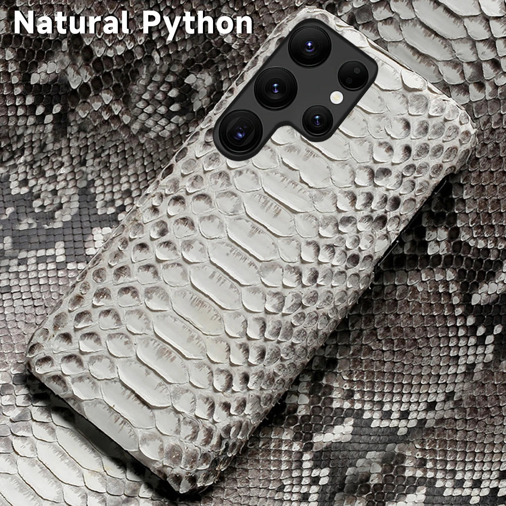 Genuine Python Leather Phone Case for Samsung Galaxy S26 S23 S22 S24 S25 Ultra S21 Plus A57 A56 A55 5G Luxury Snakeskins Cover