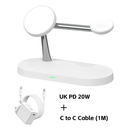 3 in 1 Wireless Charger Stand Magnetic For iPhone 12-17 Fast Charging Station for Apple Watch 11 10 9 8 7 6 5 Airpods 2 3 Pro