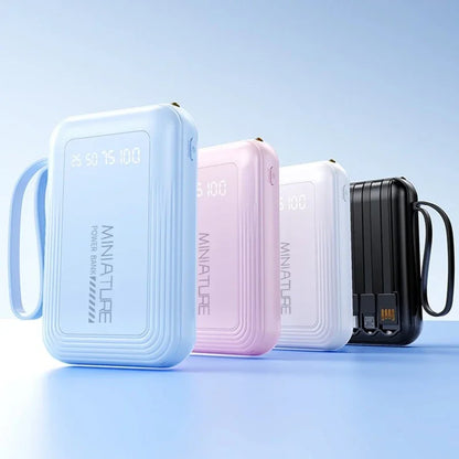 Lenovo Mini 500000mah Powerbank Super Fast Charging Led Digital Display 4 In 1 Built In Cables Power Bank For Iphone Samsung