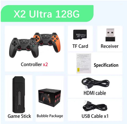 X2 Ultra Game Stick 256GB 60000+ Retro Games TV Handheld Game Console Wireless Gamepads Video Game HD Output