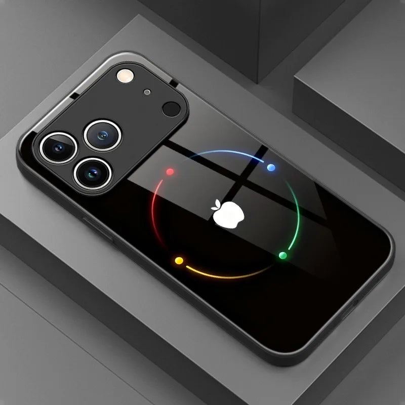 Colorful Halo For Apple Pattern Tempered Glass Phone Case For iPhone 17 16 15 14 13 12 11 Pro Max 17 Air 7 8 Plus XR XS X Cover