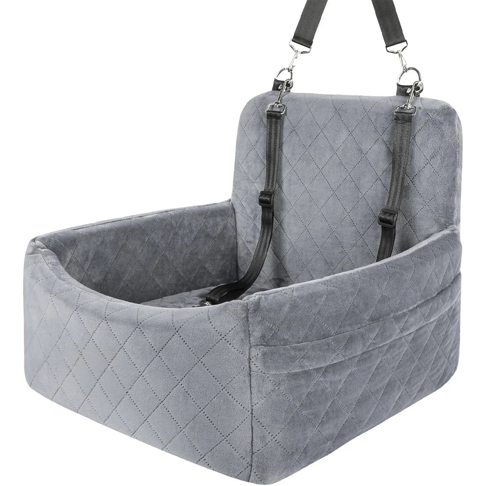 1PC Warm Portable Dog Car Seat for Pet Small Medium Dogs with Washable Cushion Bed Safety Belt Storage Pocket for Outdoor Travel