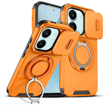 Sliding Camera Lens Protection Armor Phone Case For Xiaomi Poco X8 Pro 5G 360°Rotate Ring Holder Kickstand Shockproof Back Cover