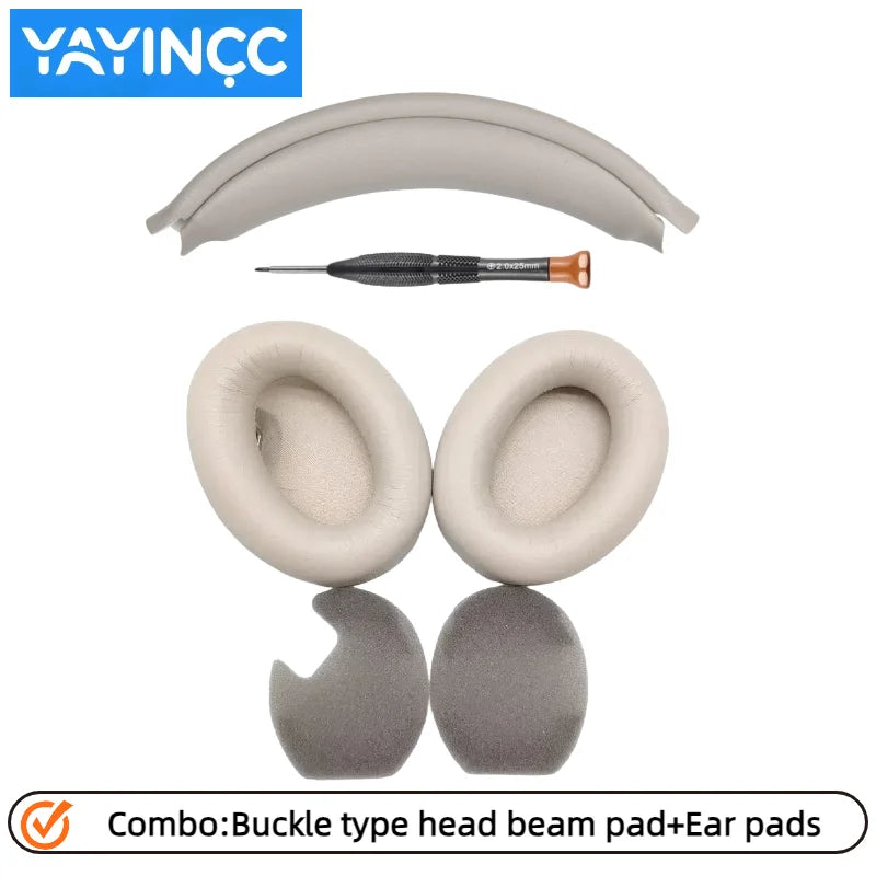 Replacement Easy to install Snap on Headbeam cushion/Protein skin memory sponge ear pad For Sony WH-1000XM4 Headset repair parts