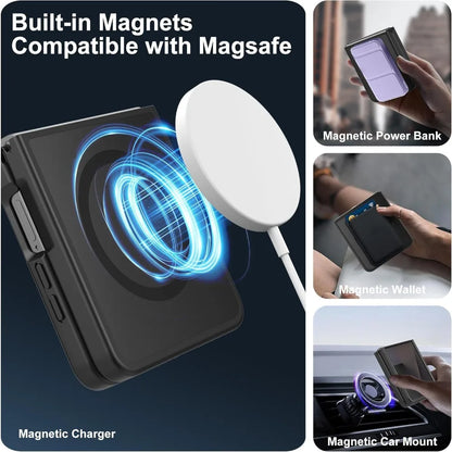 Magnetic Wireless Charging Mobile Phone Case for Samsung Galaxy Z Flip 8 7 FE 6 Cover Slim Rugged Translucent Cover with Magnet
