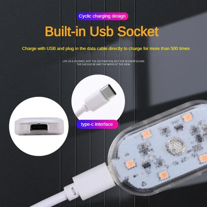 Car Mounted LED Magnetic Touch Lights, Wireless Interior Lights, Door Lights, Roof Mounted Lights Reading Lights USB Charging 5V