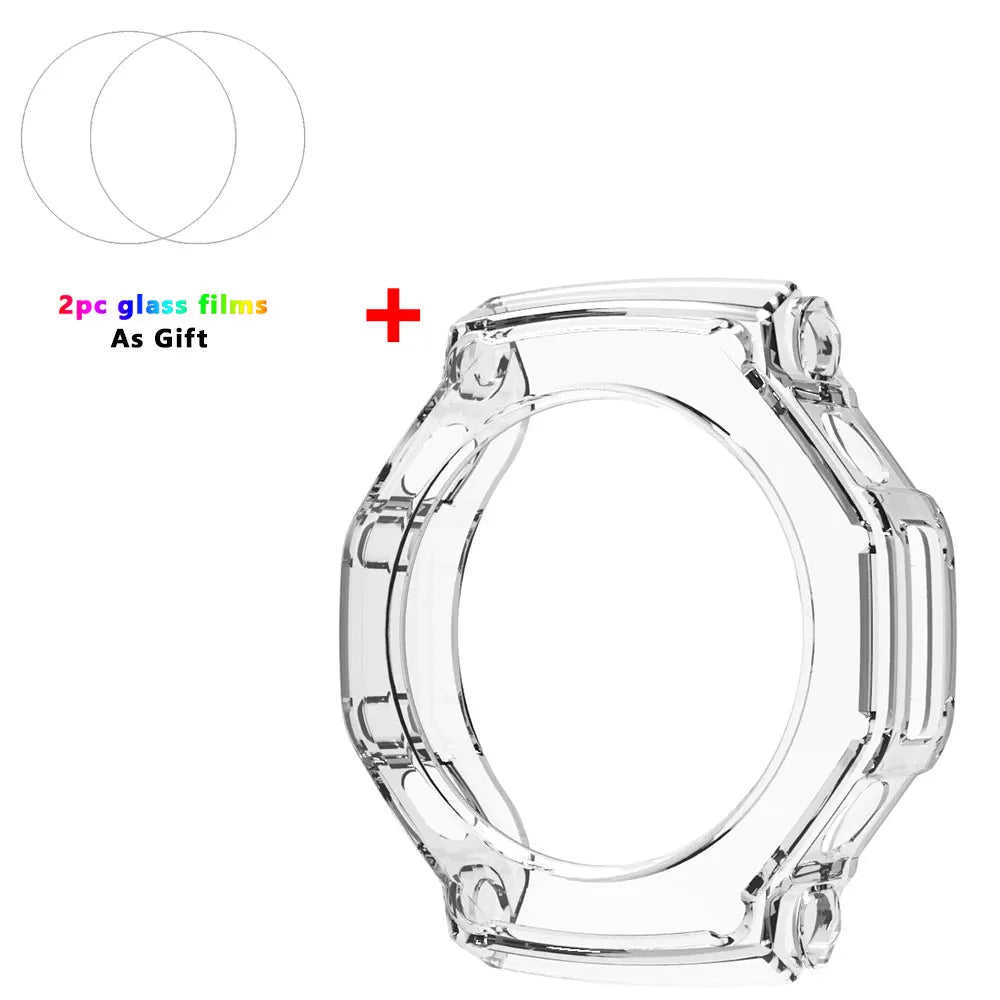 2-in-1 Protective Case + Screen Protector Glass for Amazfit T Rex 3 TRex 3 Smart Watch Bumper Protective Cover Tempered Glass
