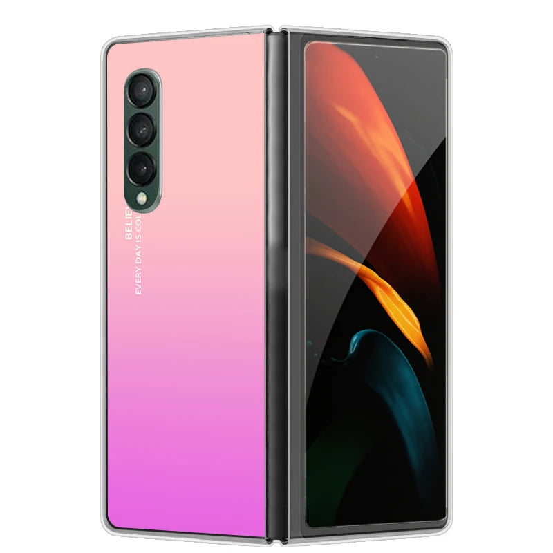 Case For Galaxy Z Fold 7 6 5 3 4 2 Transparent Hard Folding Luxury Painted For Samsung Z Fold 7 Fold Special Fold2 Clear Cover