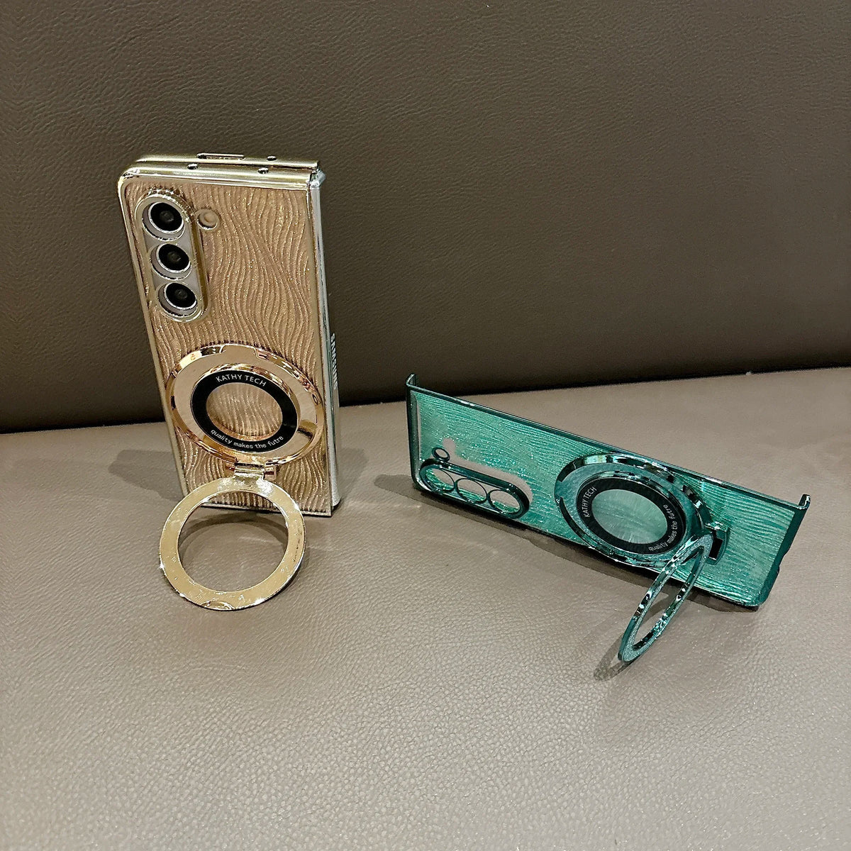 Ring Electroplate Sparkling Phone Case for Samsung Galaxy Z Fold 7 6 5 4 3 Fold6 Fold5 Fold4 Fold7 Magnetic Shockproof  Cover