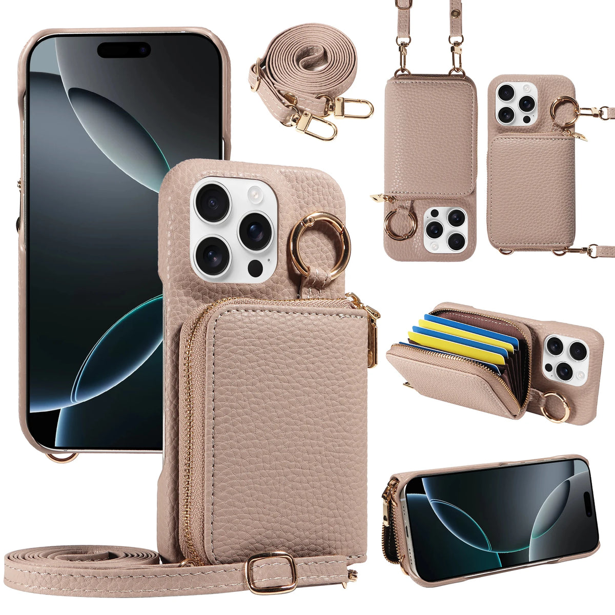 PU Leather Phone Case for IPhone17 16e 16 Pro Max 15 Pro Max 14 13 with Multiple Card Slots, Anti-drop and Wallet Function Cover