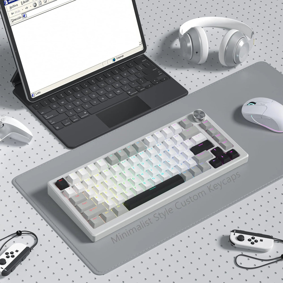 140 Keys White Grey PBT Keycap RGB Shine Through Double Shot Keycaps Cherry Profile for MX Switches  Mechanical Gaming Keyboard