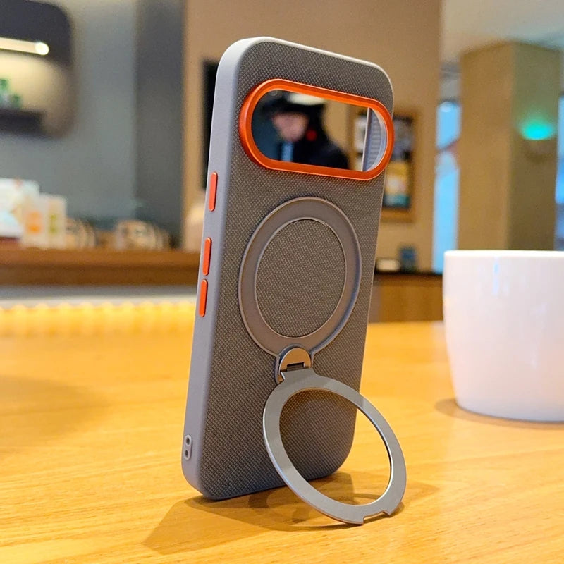 360 Rotating Kickstand Textured Magnetic Phone Case For Google Pixel 10 Pro XL 9A 9 Camera protection Comfortable Grip Cover