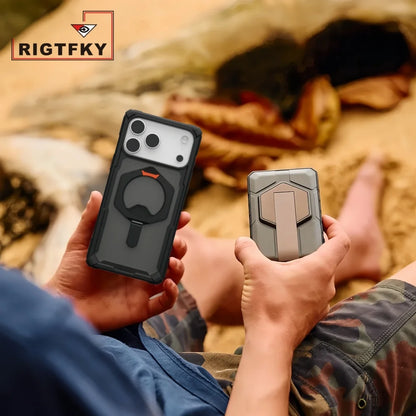 Transparent Military Shockproof Armor Phone Case For Iphone 17 Air 16 15 14 Plus 13 12 Pro Max Magnetic Holder Protective Cover