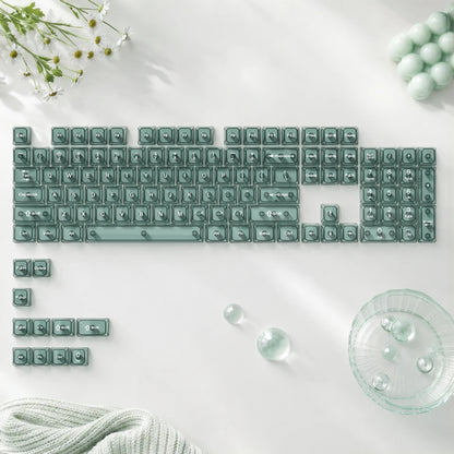 115 Keys Black Transparent Clear Keycaps Crystal Ceramic PC Keycap RGB Shine Through Key Cap MDA Profile for MX Switch Keyboard