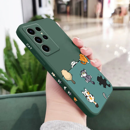 Cute Climbing Cat Phone Case For Samsung Galaxy S25 S24 S23 S22 S21 S20 S10 S10E Ultra Plus FE Note 20 Ultra Plus Cover