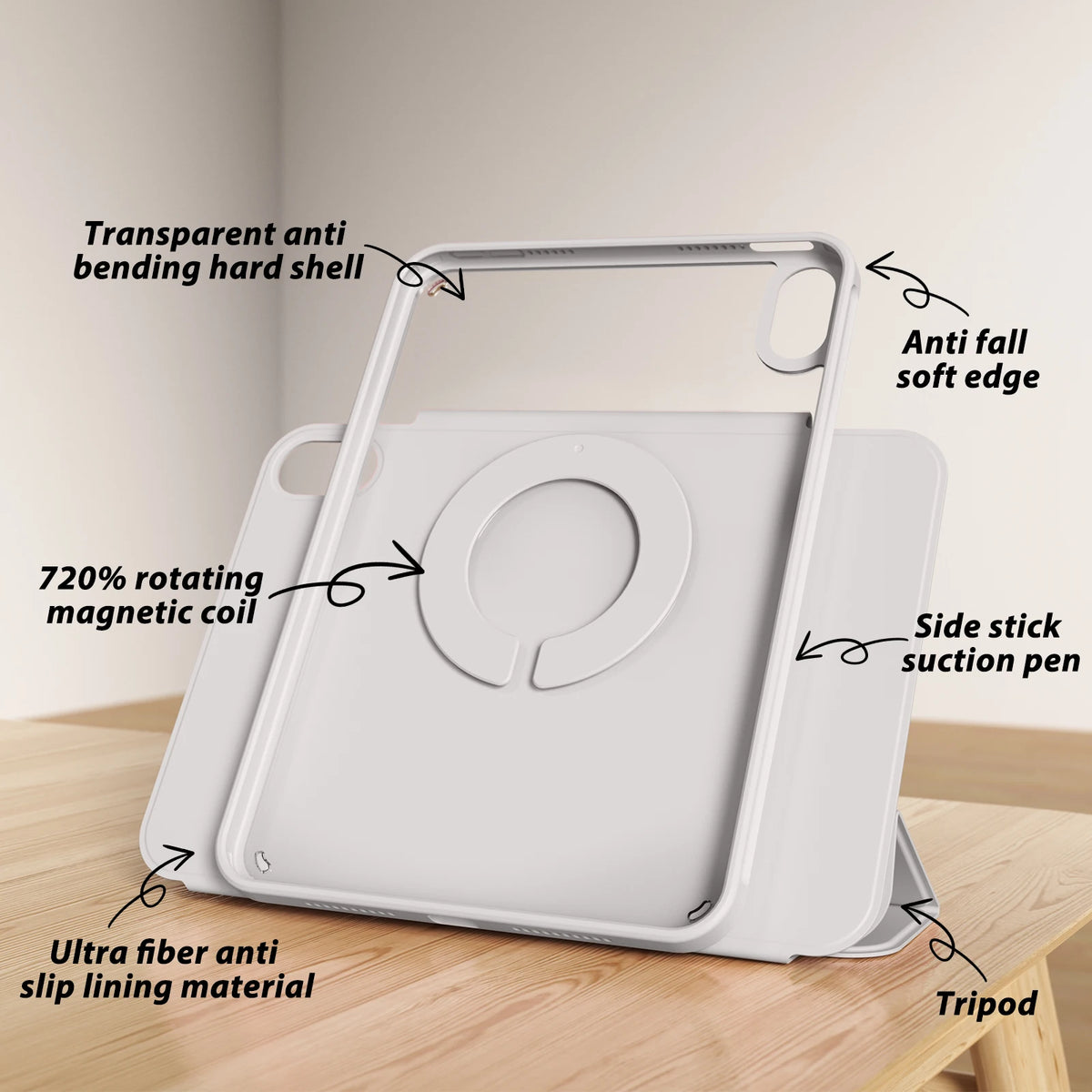 RBP For iPad Pro 11 13 inch Magnetic Case,For iPad Air 11 Air4/5 10.9 Mini6 10.2 9th 8th 7th Gen Rotate 360°Detachable Back Case