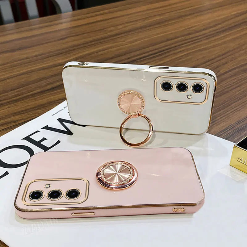 Crystal Strap Lanyard Luxury Circle Phone Holder Case For Samsung Galaxy S24 S20 S21 S22 S23 S25 FE Note 10 20 Plus + Ultra Back