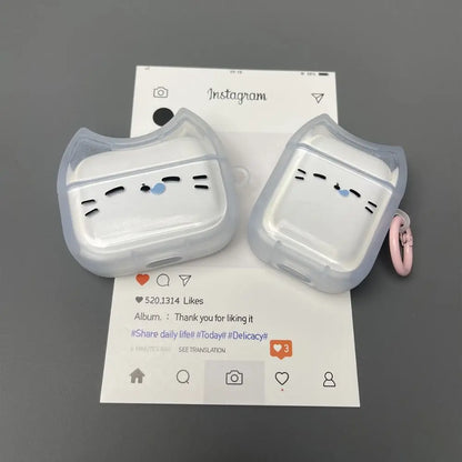 For Anti-Fall Sleepy Cat Earphone Case Dustproof Shockproof Headphone Protective Case with Keyring for Airpods 4 3 2 1/ Pro/Pro2