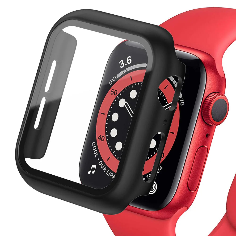 Glass+Matte Watch Cover for Apple Watch Case 45mm 41mm 44mm 40mm 42mm 38mm Bumper+Screen Protector for Iwatch SE 8 7 6 5 4 3 2 1