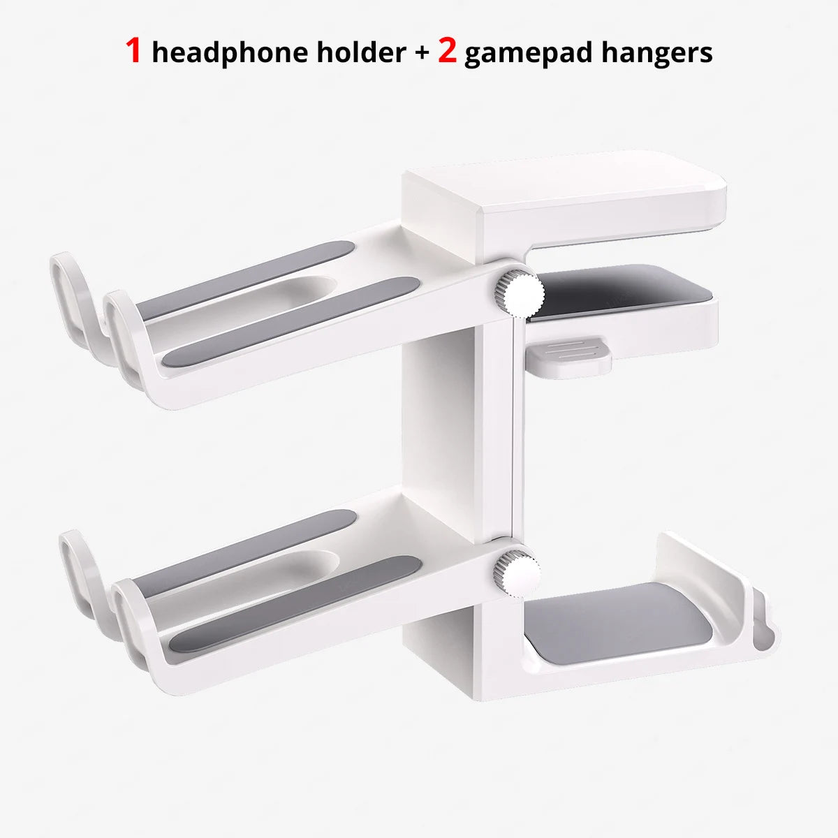 2-in-1 Controller Headphone Stand for Desk 2 Gamepad Hangers 360° Rotating Headset Holder Adjustable Clamp-on Under Desk Hook