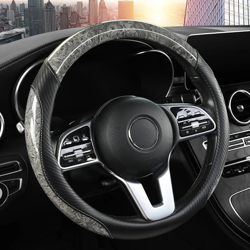 Peach Wood Grain Car Steering Wheel Cover Non-slip Four Seasons General Motors Handle Cover  Fits 14.5-15" Steering Wheels
